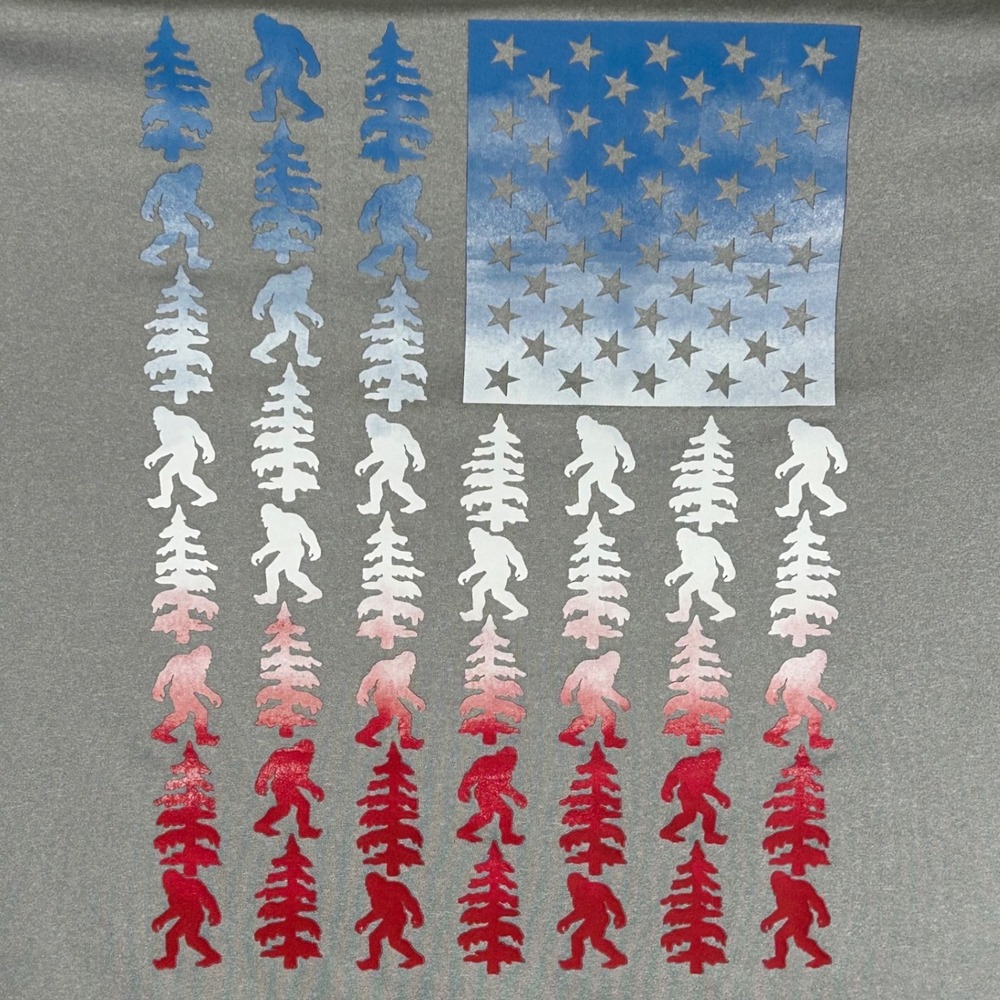 Sun River Mens Bigfoot American Flag Pocket T-Shirt Gray Medium Performance Tee